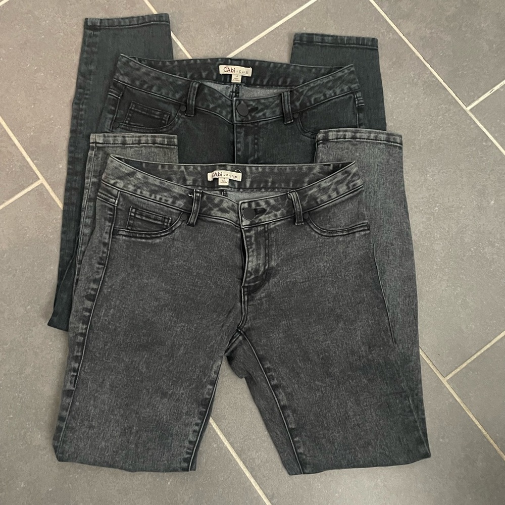 2 PAIR CABi jeans. Size 4. One black one stonewashed black (dark gray)